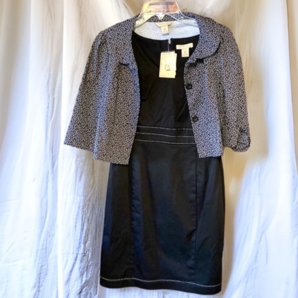 Jonathan Martin NWT 2 Piece Black Dress Polka Dot Jacket Set Career